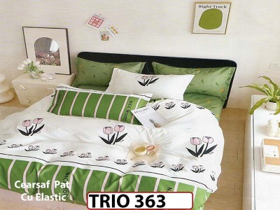 Lenjerie din FINET cu  6 piese cu cearceaf elastic - TRIO363 Lenjerie din FINET cu  6 piese cu cearceaf elastic - TRIO363