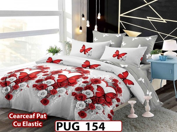 Lenjerie din finet 6 piese si cearceaf cu Elastic - PUG154