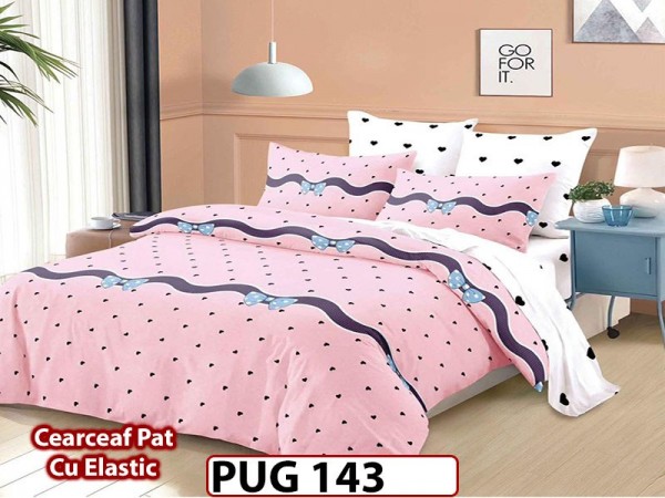 Lenjerie din finet 6 piese si cearceaf cu Elastic - PUG143