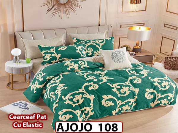 Lenjerie din finet 6 piese si cearceaf cu Elastic - AJOJO108