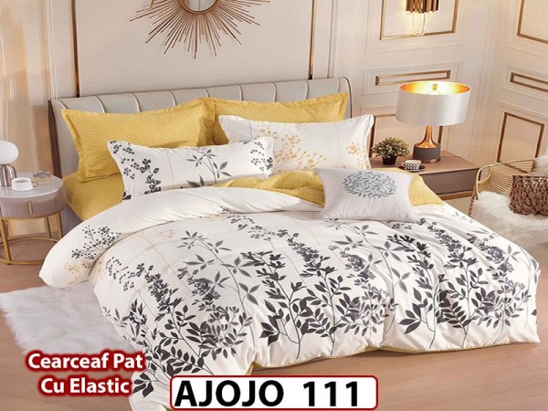 Lenjerie din finet 6 piese si cearceaf cu Elastic - AJOJO111