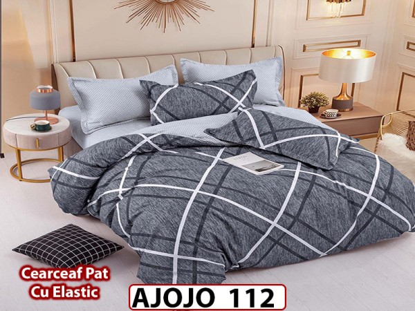 Lenjerie din finet 6 piese si cearceaf cu Elastic - AJOJO112