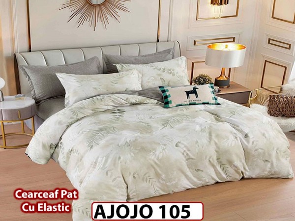 Lenjerie din finet 6 piese si cearceaf cu Elastic - AJOJO105