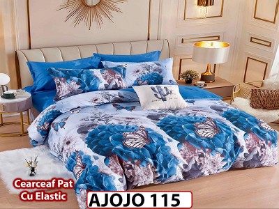 Lenjerie din finet 6 piese si cearceaf cu Elastic - AJOJO115 Lenjerie din finet 6 piese si cearceaf cu Elastic - AJOJO115
