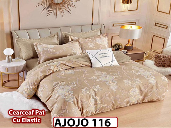 Lenjerie din finet 6 piese si cearceaf cu Elastic - AJOJO116