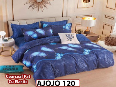Lenjerie din finet 6 piese si cearceaf cu Elastic - AJOJO120 Lenjerie din finet 6 piese si cearceaf cu Elastic - AJOJO120
