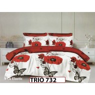 Lenjerie din finet  6 piese cearceaf cu elastic - TRIO732