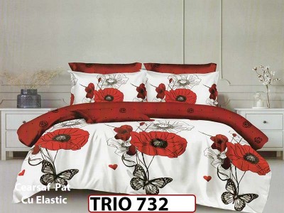 Lenjerie din finet  6 piese cearceaf cu elastic - TRIO732 Lenjerie din finet  6 piese cearceaf cu elastic - TRIO732