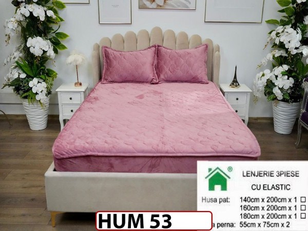 Husa matlasata tip topper din catifea  + 2 Fete de Perne - Saltea 140x200- HUM53