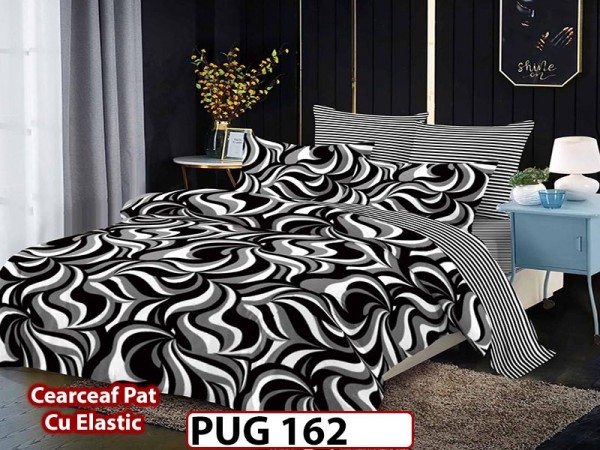 Lenjerie din finet 6 piese si cearceaf cu Elastic - PUG162