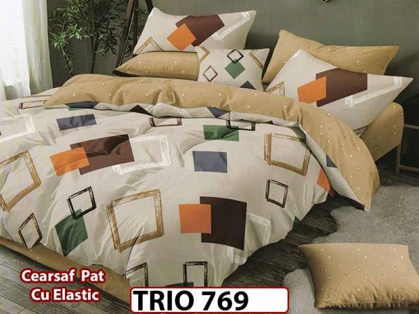 Lenjerie din finet  6 piese cearceaf cu elastic - TRIO769