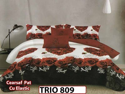 Lenjerie din finet  6 piese cearceaf cu elastic - TRIO809 Lenjerie din finet  6 piese cearceaf cu elastic - TRIO809