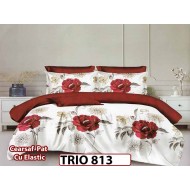 Lenjerie din finet  6 piese cearceaf cu elastic - TRIO813