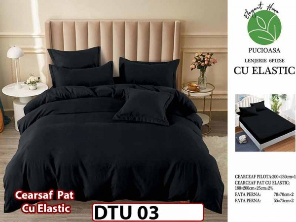 Lenjerie din finet UNI 6 piese si cearceaf cu Elastic - DTU 03