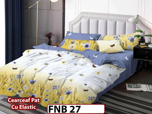 Lenjerie din finet  4 piese si cearceaf cu elastic - FNB27