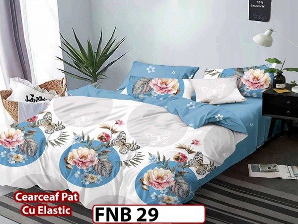 Lenjerie din finet  4 piese si cearceaf cu elastic - FNB29