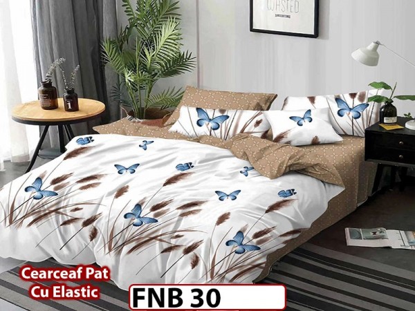 Lenjerie din finet  4 piese si cearceaf cu elastic - FNB30