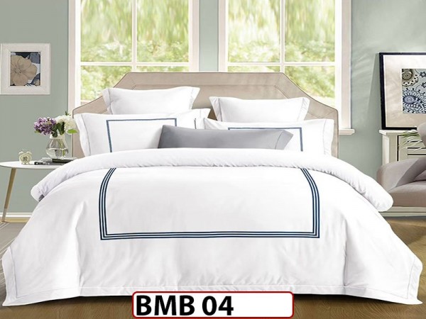 Lenjerie din bumbac superior 4 piese cu cearceaf elastic -BMB04 Lenjerie din bumbac superior 4 piese cu cearceaf elastic -BMB04
