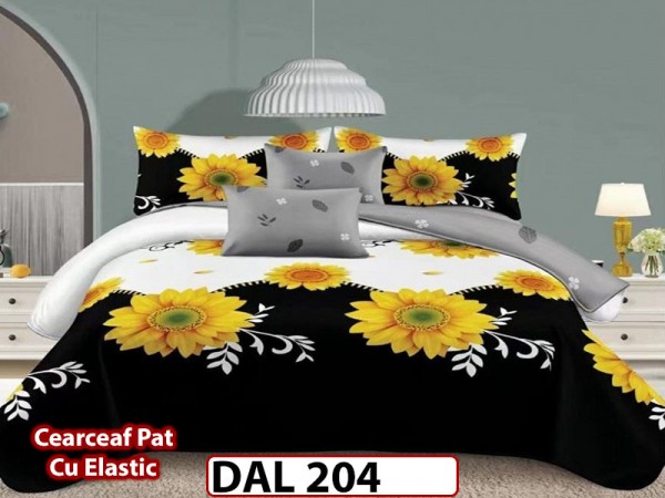 Lenjerie din finet cu 6 piese si cearceaf cu Elastic - DAL204