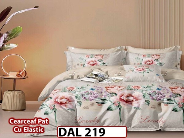 Lenjerie din finet cu 6 piese si cearceaf cu Elastic - DAL219