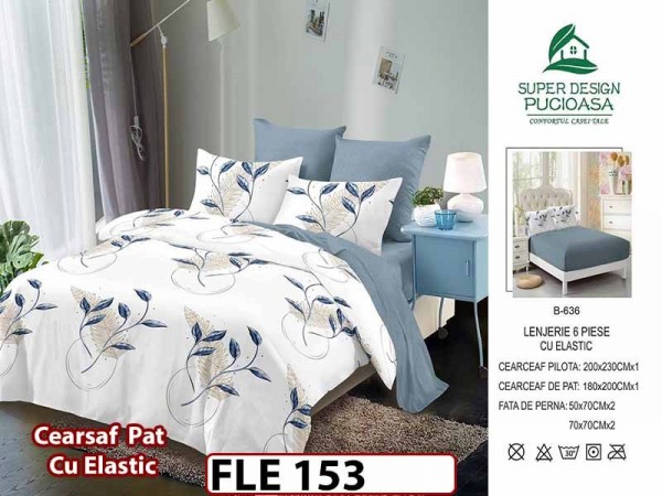 Lenjerie din finet  6 piese si cearceaf cu elastic - FLE153