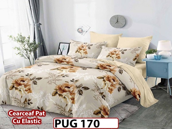 Lenjerie din finet 6 piese si cearceaf cu Elastic - PUG170