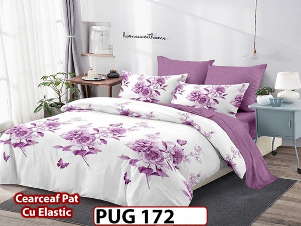 Lenjerie din finet 6 piese si cearceaf cu Elastic - PUG172