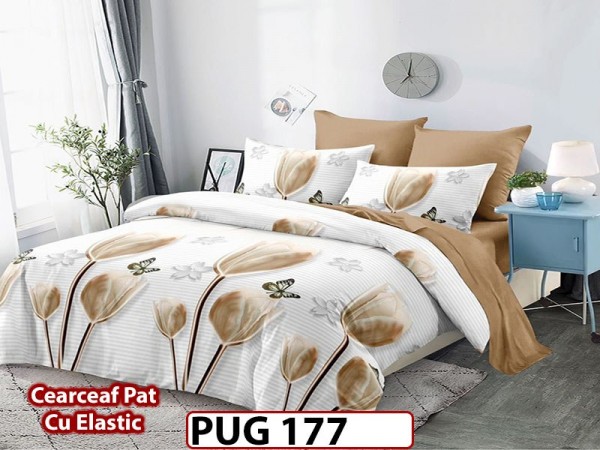 Lenjerie din finet 6 piese si cearceaf cu Elastic - PUG177