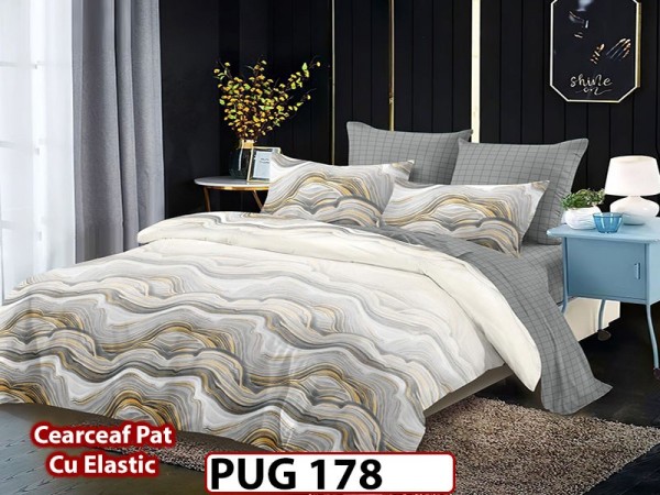 Lenjerie din finet 6 piese si cearceaf cu Elastic - PUG178