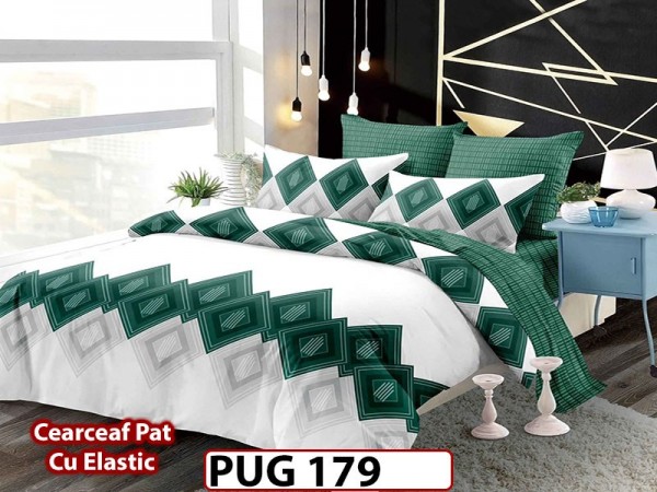 Lenjerie din finet 6 piese si cearceaf cu Elastic - PUG179