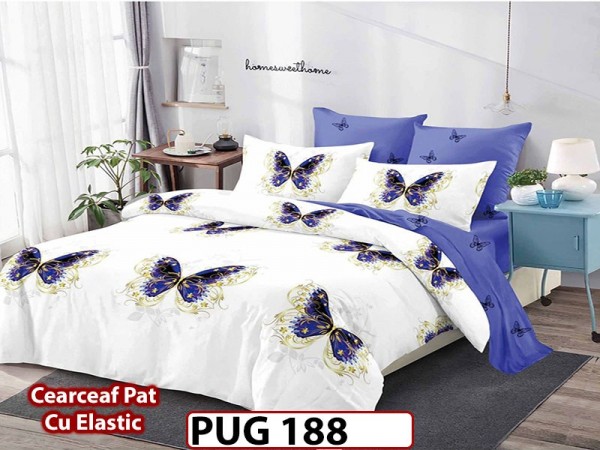 Lenjerie din finet 6 piese si cearceaf cu Elastic - PUG188