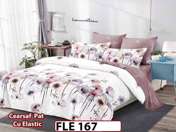 Lenjerie din finet  6 piese si cearceaf cu elastic - FLE167