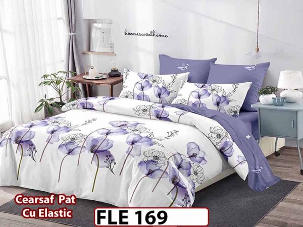 Lenjerie din finet  6 piese si cearceaf cu elastic - FLE169