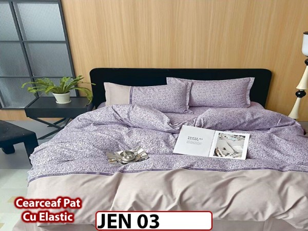 Lenjerie din finet cu 6 piese si cearceaf cu Elastic - JEN03