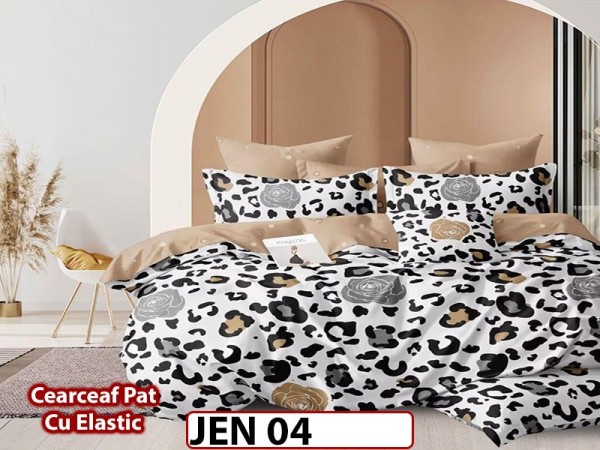 Lenjerie din finet cu 6 piese si cearceaf cu Elastic - JEN04