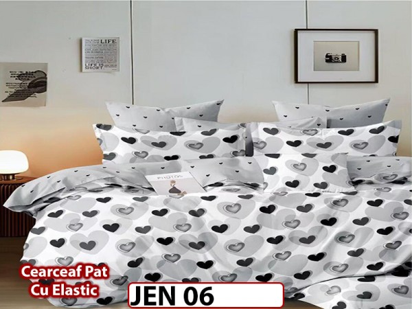 Lenjerie din finet cu 6 piese si cearceaf cu Elastic - JEN06