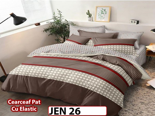 Lenjerie din finet cu 6 piese si cearceaf cu Elastic - JEN26