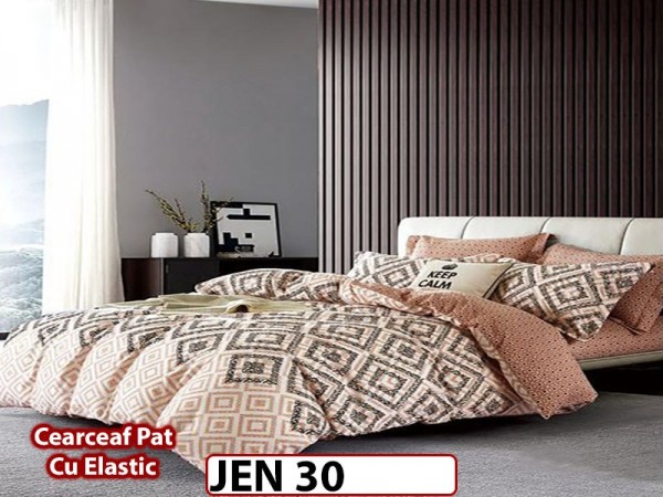 Lenjerie din finet cu 6 piese si cearceaf cu Elastic - JEN30