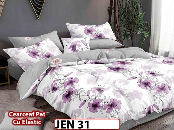 Lenjerie din finet cu 6 piese si cearceaf cu Elastic - JEN31