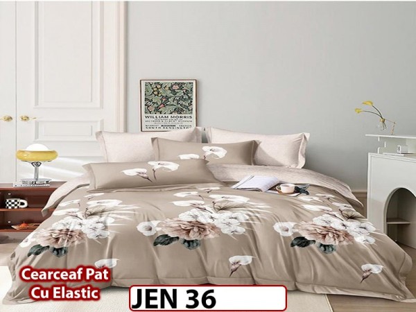 Lenjerie din finet cu 6 piese si cearceaf cu Elastic - JEN36