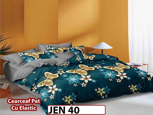 Lenjerie din finet cu 6 piese si cearceaf cu Elastic - JEN40