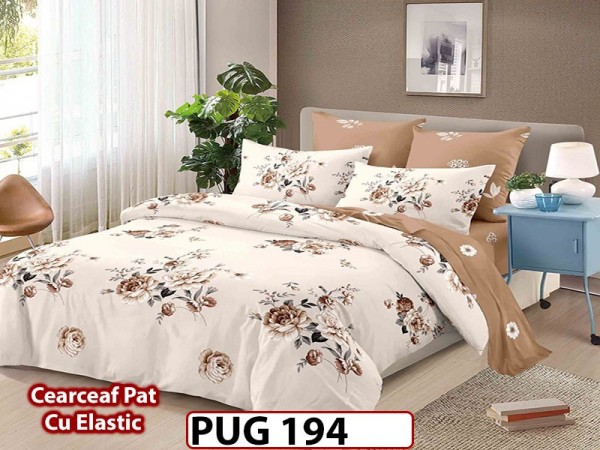 Lenjerie din finet 6 piese si cearceaf cu Elastic - PUG194