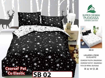 Lenjerie din bumbac Satinat 4 piese Pucioasa cu Elastic - SB 02 Lenjerie din bumbac Satinat 4 piese Pucioasa cu Elastic - SB 02