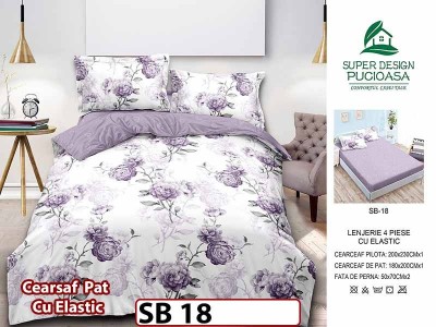 Lenjerie din bumbac Satinat 4 piese Pucioasa cu Elastic - SB 18 Lenjerie din bumbac Satinat 4 piese Pucioasa cu Elastic - SB 18