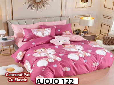 Lenjerie din finet 6 piese si cearceaf cu Elastic - AJOJO122 Lenjerie din finet 6 piese si cearceaf cu Elastic - AJOJO122
