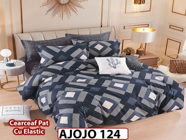 Lenjerie din finet 6 piese si cearceaf cu Elastic - AJOJO124