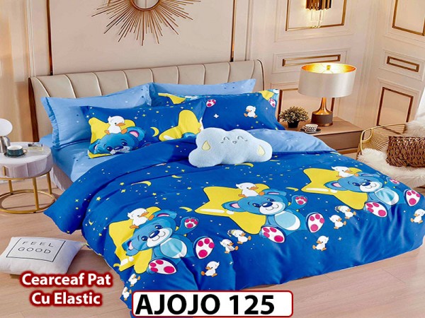 Lenjerie din finet 6 piese si cearceaf cu Elastic - AJOJO125