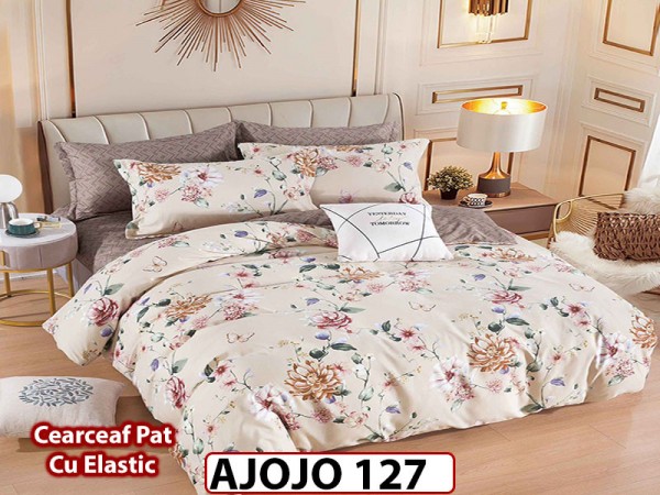 Lenjerie din finet 6 piese si cearceaf cu Elastic - AJOJO127