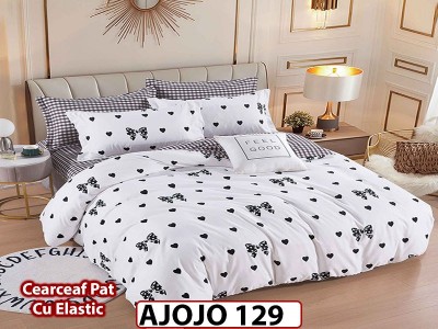 Lenjerie din finet 6 piese si cearceaf cu Elastic - AJOJO129 Lenjerie din finet 6 piese si cearceaf cu Elastic - AJOJO129