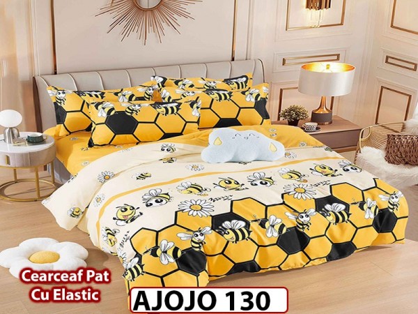 Lenjerie din finet 6 piese si cearceaf cu Elastic - AJOJO130